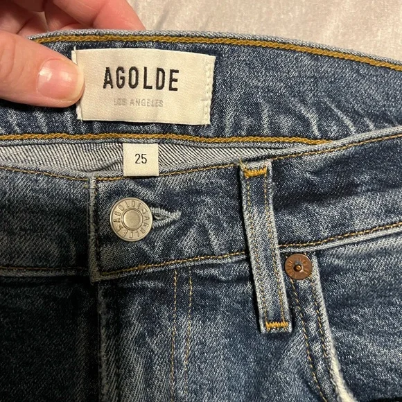 Agolde Dark Blue Straight Leg Women's Jeans - Picture 2 of 6